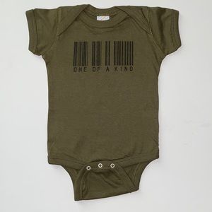 Olive green baby onesie